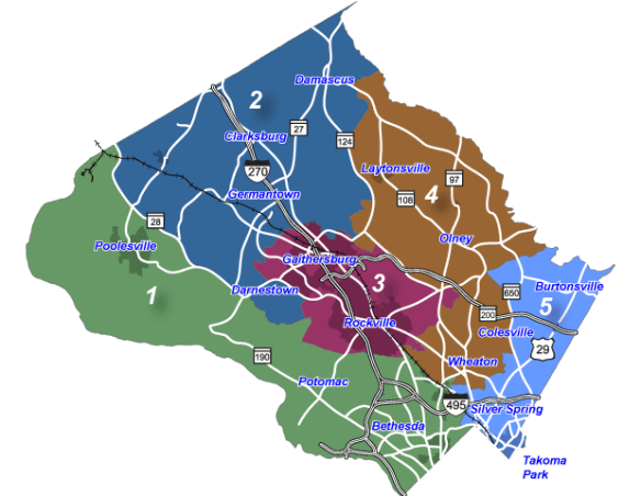 Montgomery County Council districts map.